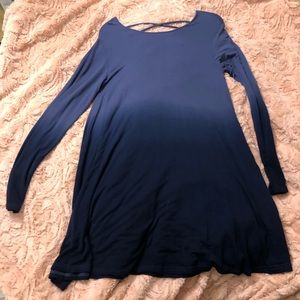 Blue Ombré Long Sleeve Tee Dress size large